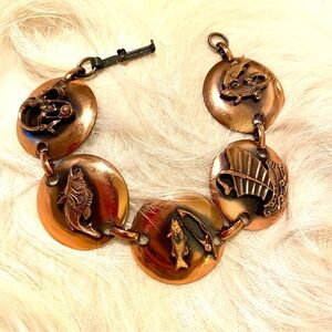 Elegant Copper Ocean/ Nautical themed Disc Charm Bracelet ! GORGEOUS details !